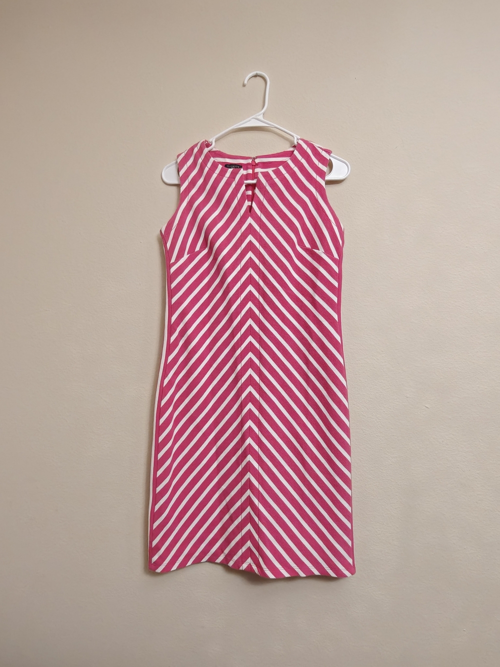 Talbots Pink & White Diagonal Stripe Sleeveless Dress Size Petite